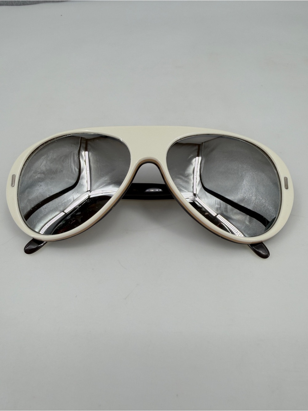 Vintage Ski Glacier Aviator Sunglasses Mirrored Lenses White France 70's 80’s